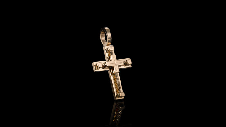 10K Rose Gold Rope Cross Pendant