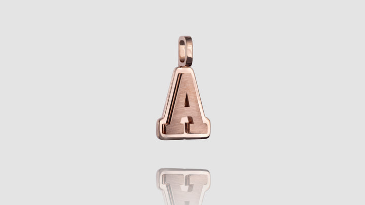 10K Gold Brushed Initial Block Pendant