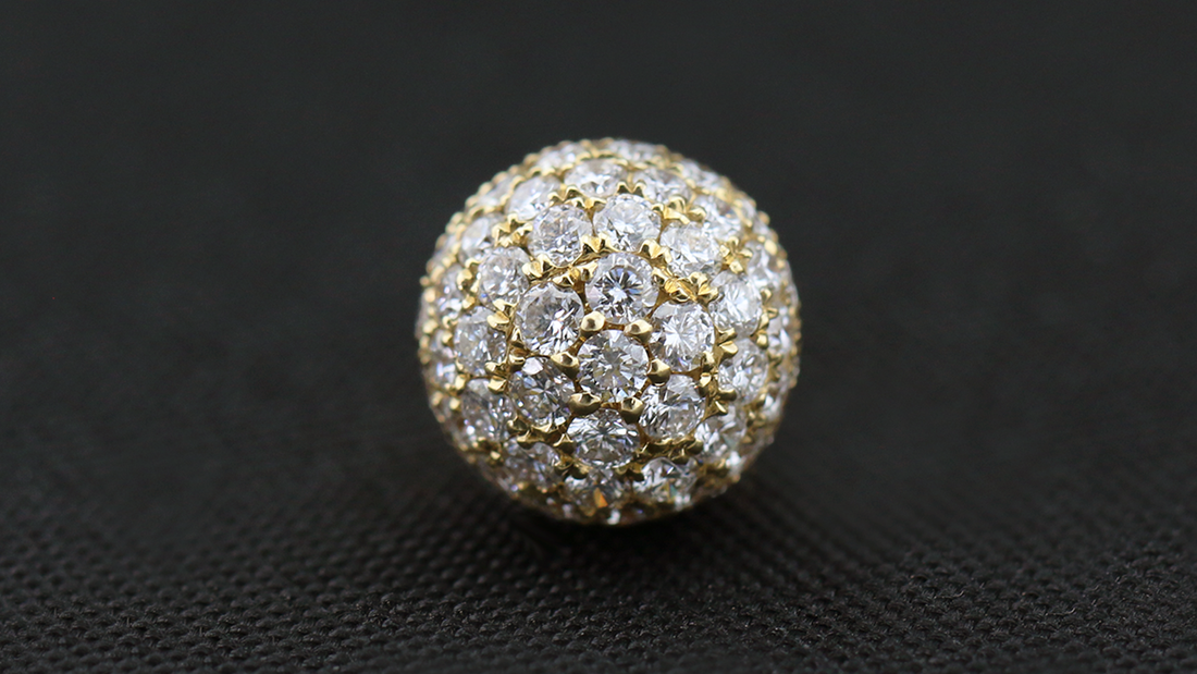 18K Yellow Gold Sphere Diamond Earrings