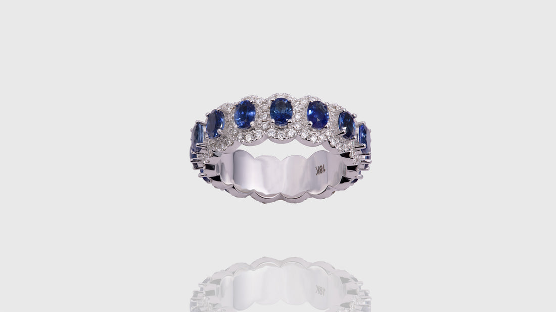 18K White Gold Blue Sapphire Eternity Band