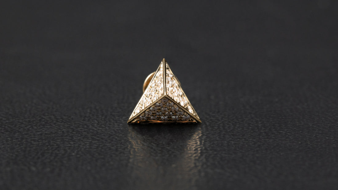 14K Gold Pyramidal Shape Diamond Earrings