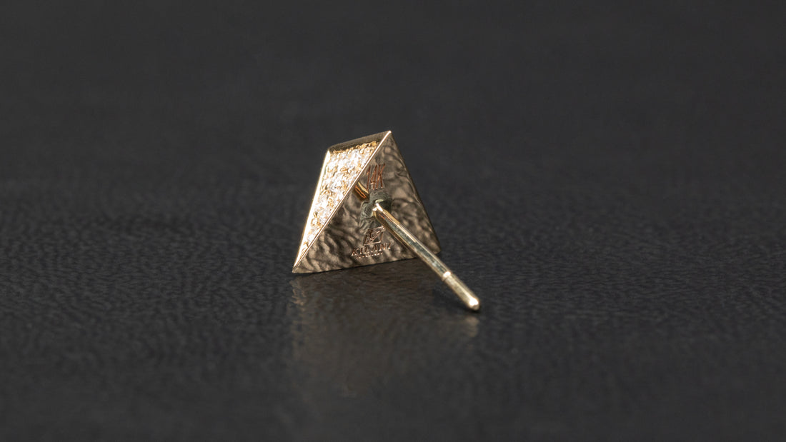 14K Gold Pyramidal Shape Diamond Earrings