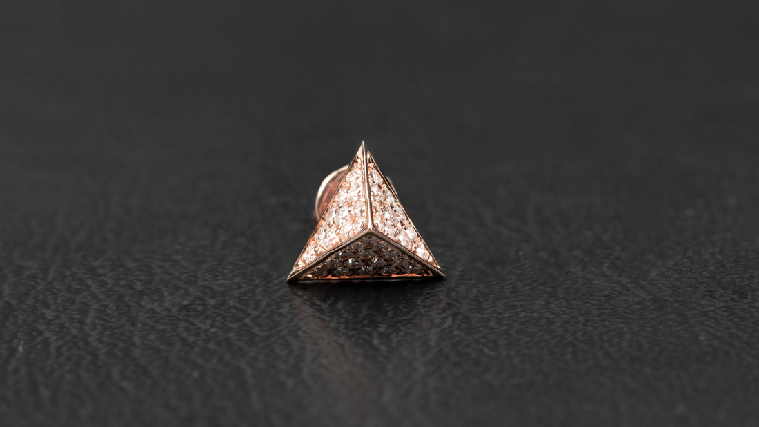 14K Gold Pyramidal Shape Diamond Earrings