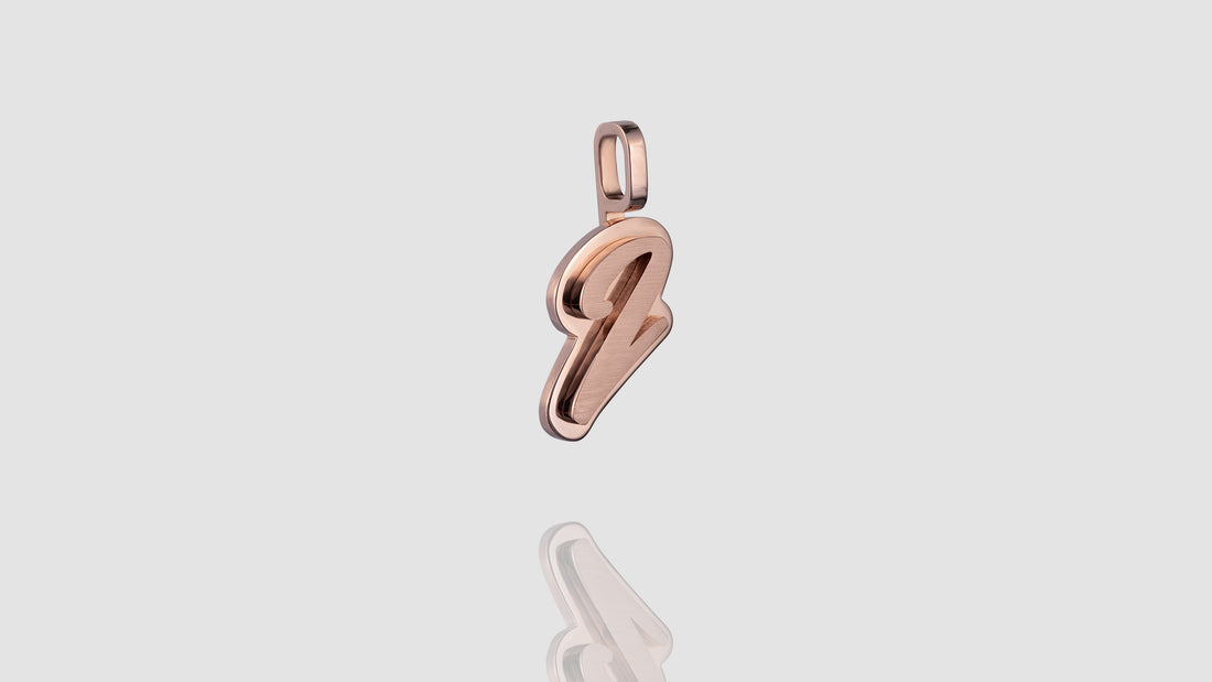 10K Rose Gold Brushed Initial Script Pendant