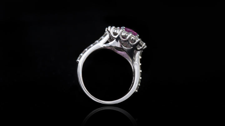 Platinum Round Pink Sapphire In Tiger Claw Ring