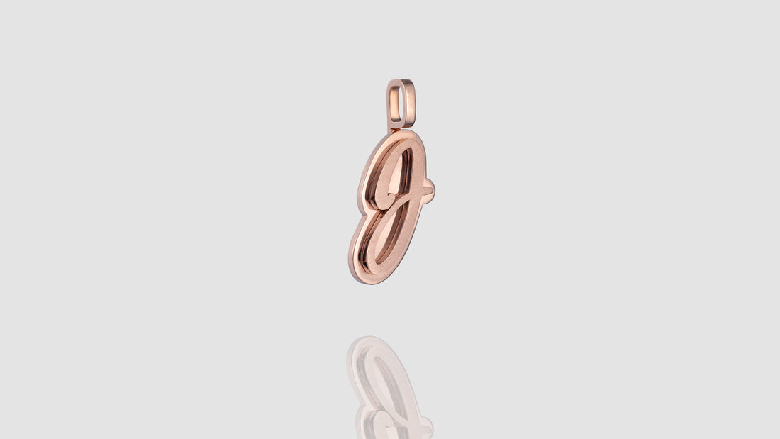 10K Rose Gold Brushed Initial Script Pendant