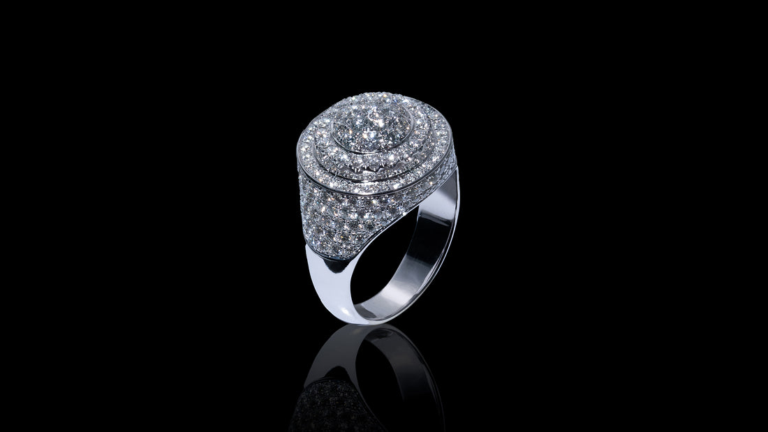 10K White Gold Layered Dome Diamond Ring