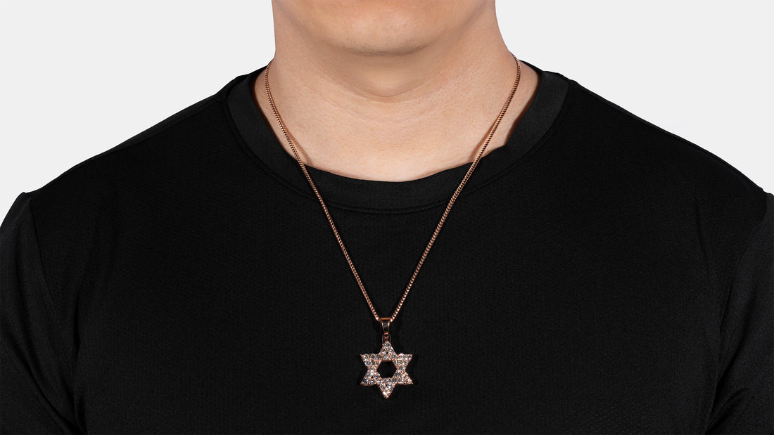 14K Rose Gold Star of David Diamond Pendant