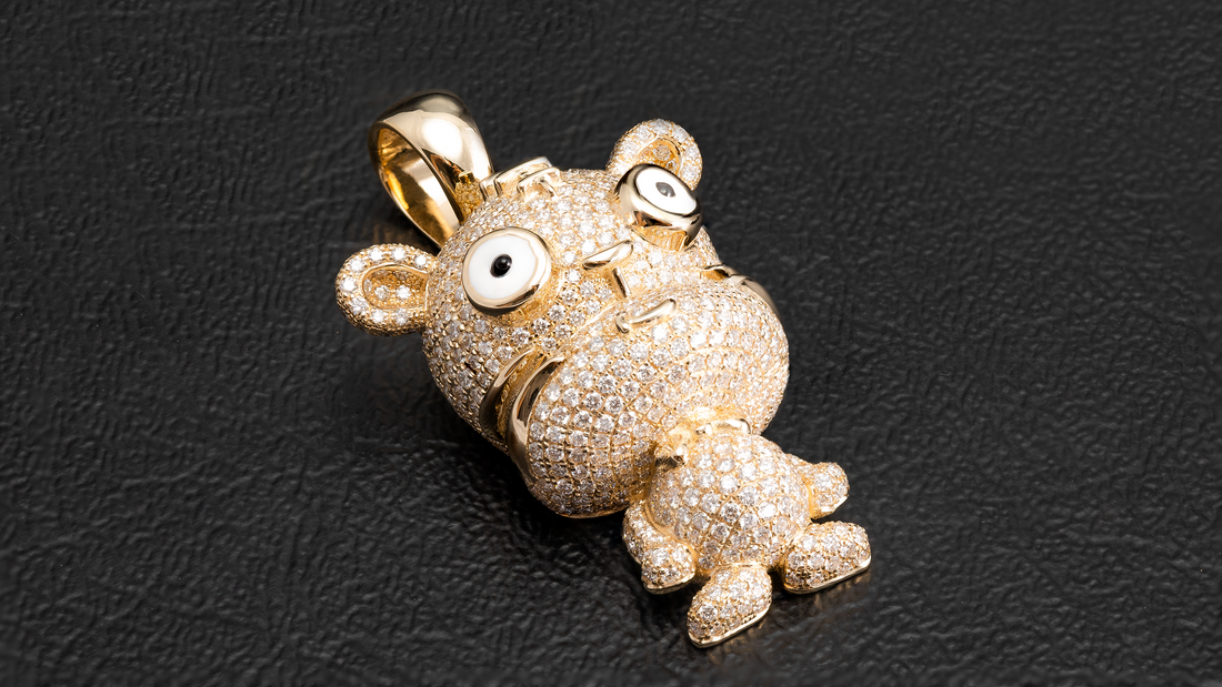 14k Yellow Gold Tiger Chinese Zodiac Diamond Pendant