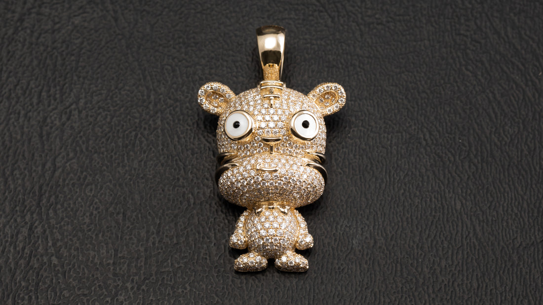 14k Yellow Gold Tiger Chinese Zodiac Diamond Pendant