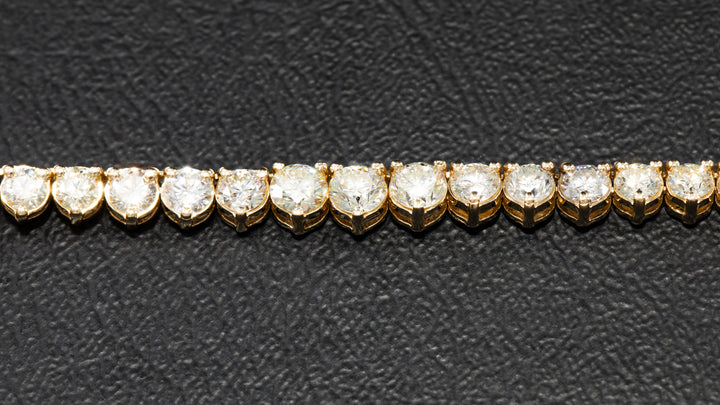 14k Yellow Gold 3 Prong Tennis Diamond Chain