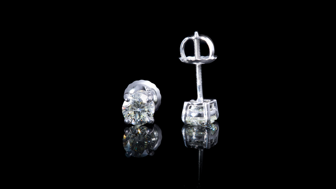 14K Gold Single Diamond Stud Earrings