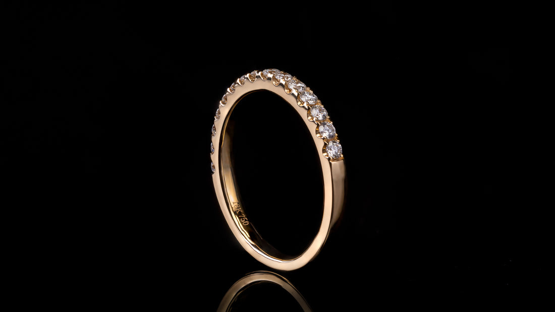 18K Yellow Gold Open Wall Setting Ladies Diamond Band Ring