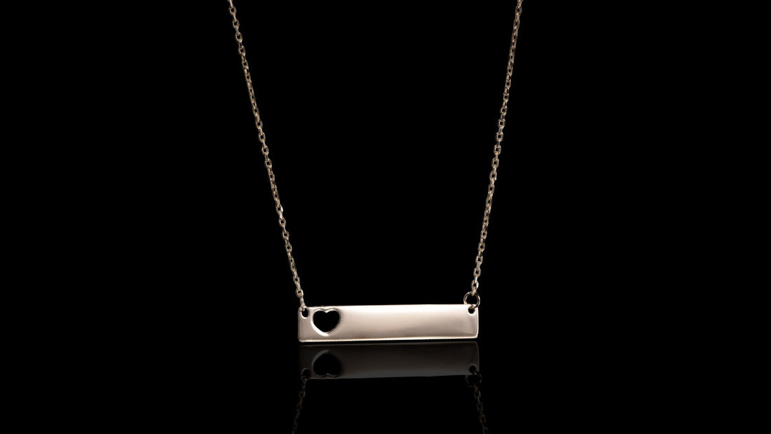 10K Yellow Gold Bar Heart Necklace