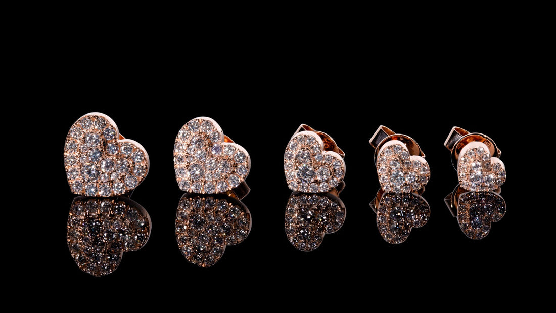 18K Gold Heart Diamond Earrings