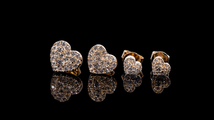 18K Gold Heart Diamond Earrings