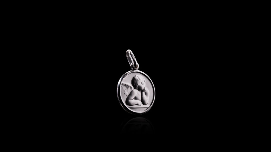 10K White Gold Angel Pendant