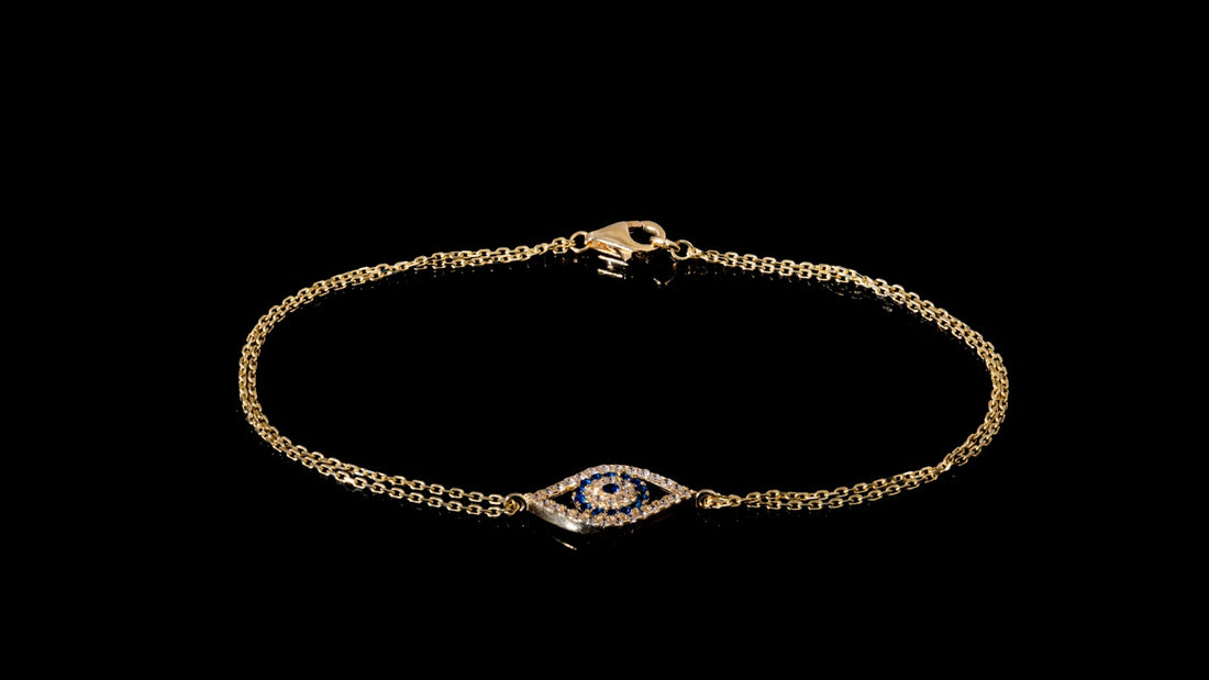 10K Gold CZ Eye Charm Bracelet