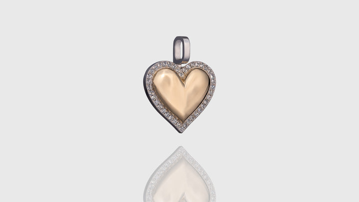 10K Yellow & White Gold Diamond Surrounded Heart Pendant