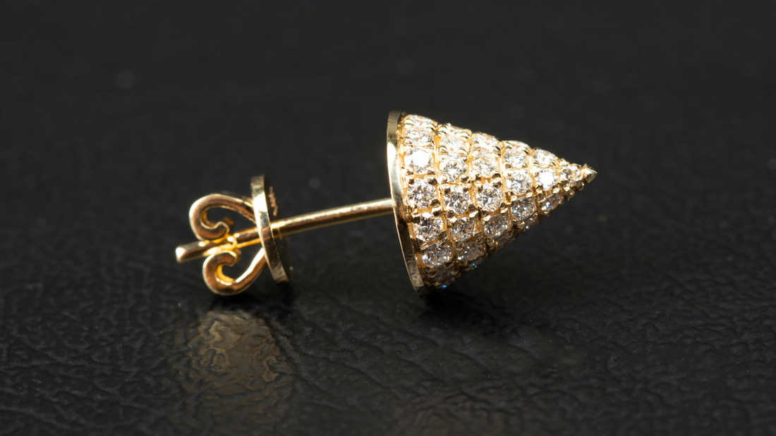 14K Gold Cone Shape Diamond Earrings