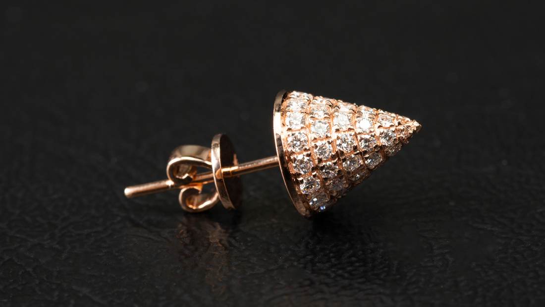 14K Gold Cone Shape Diamond Earrings