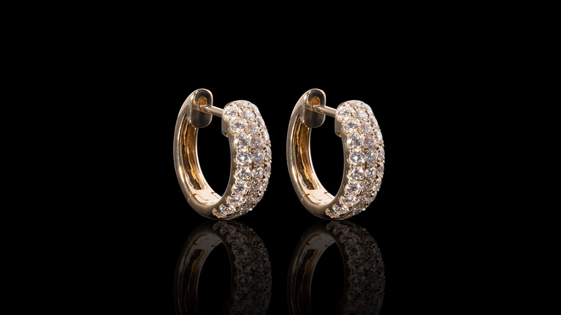 18K Yellow Gold Kilani Pave Diamond Huggies