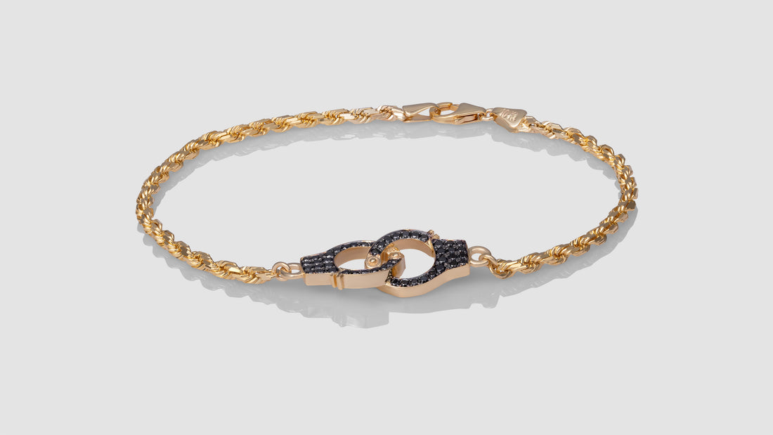 10K Yellow Gold Handcuff Diamond Anklet