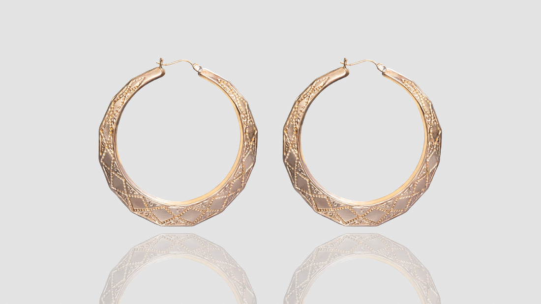 10K Gold Embroidery Hoop Earrings