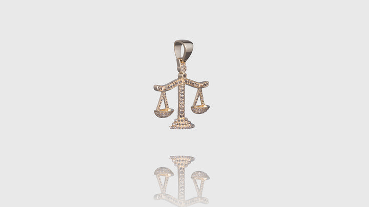 14K Yellow Gold Libra Scale Diamond Pendant