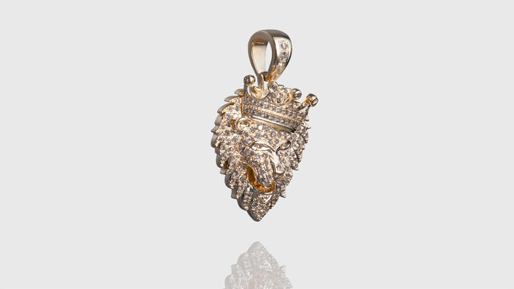 14K Yellow Gold Lion King Diamond Pendant