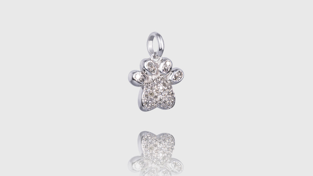 14K Gold Diamond Mini Charm Paw Pendant