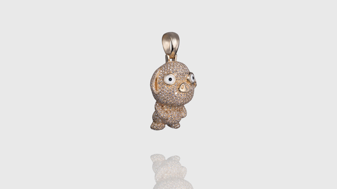 14K Yellow Gold Pig Chinese Zodiac Diamond Pendant