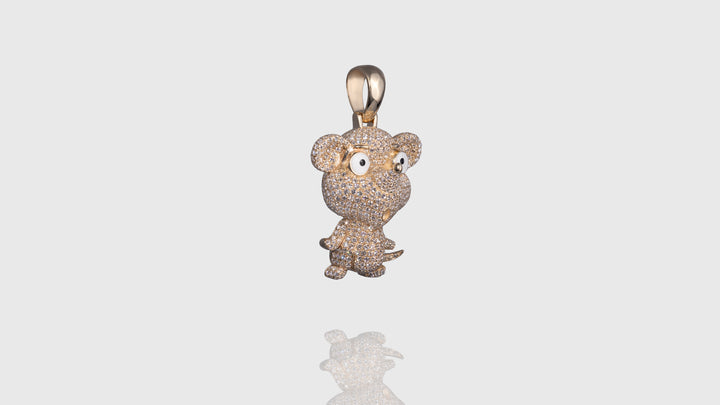 14K Yellow Gold Mouse Chinese Zodiac Diamond Pendant