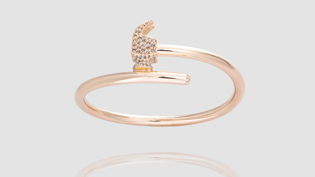 [Pre-Order] 18K Gold Diamond Chakoch Head Bangle Bracelet (17-20)