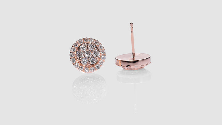 14K Rose Gold Circle Diamond Earrings