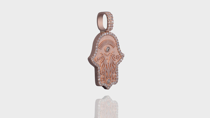 10K Gold Hamsa Hand Diamond Pendant