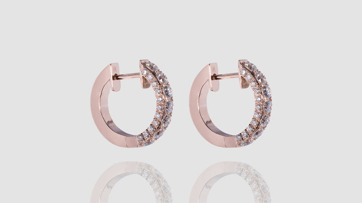 14K Rose Gold Huggie Diamond Earrings