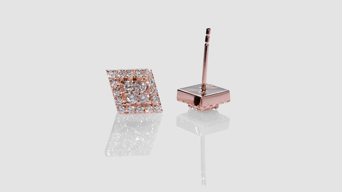 14K Rose Gold Kilani Signature Parallelogram Diamond Earrings