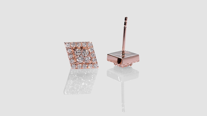 14K Rose Gold Kilani Signature Parallelogram Diamond Earrings