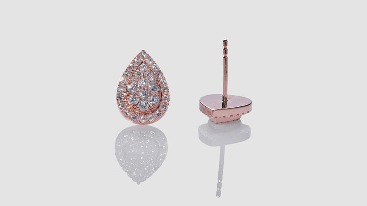 18K Rose Gold Pear Diamond Earrings