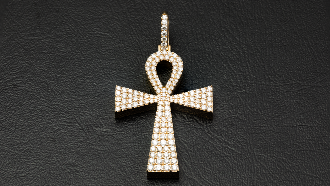 14K Yellow Gold Bold Ankh Diamond Pendant