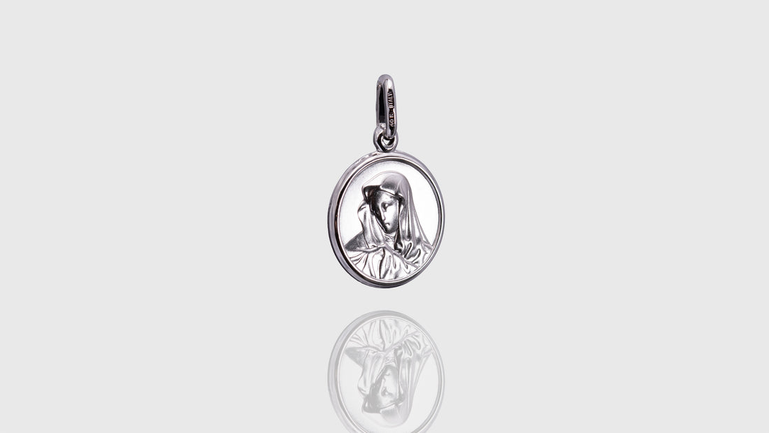 10K White Gold Madonna Pendant