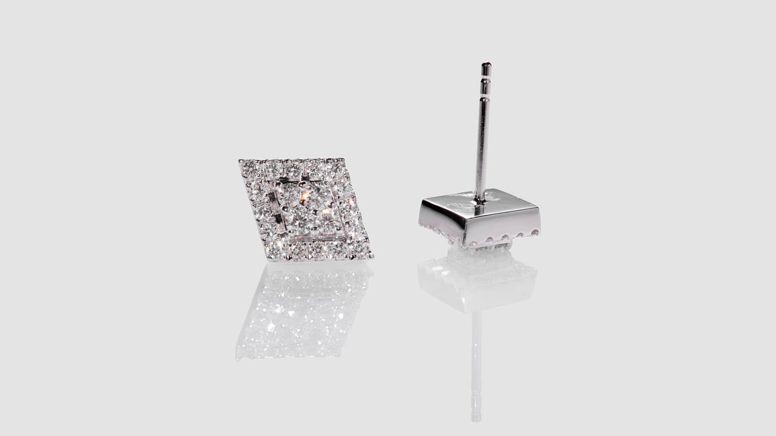 14K White Gold Kilani Signature Parallelogram Diamond Earrings