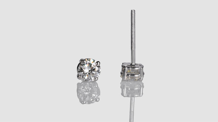 14K Gold Single Diamond Stud Earrings