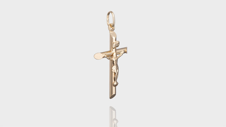 10K Yellow Gold 3D Crucifix Cross