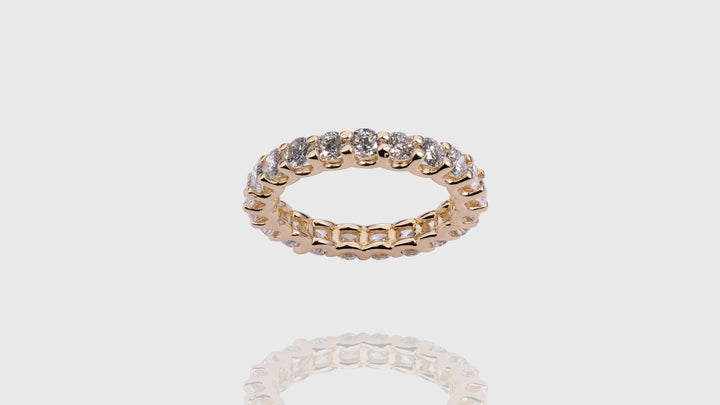 14K Yellow Gold U Shape Eternity Diamond Band Ring