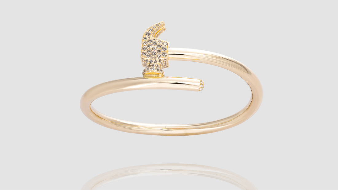 18K Gold Diamond Chakoch Head Bangle Bracelet