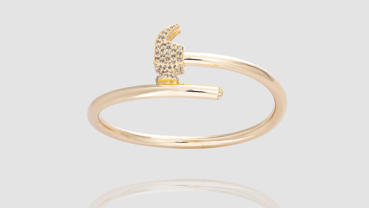 [Pre-Order] 18K Gold Diamond Chakoch Head Bangle Bracelet (17-20)