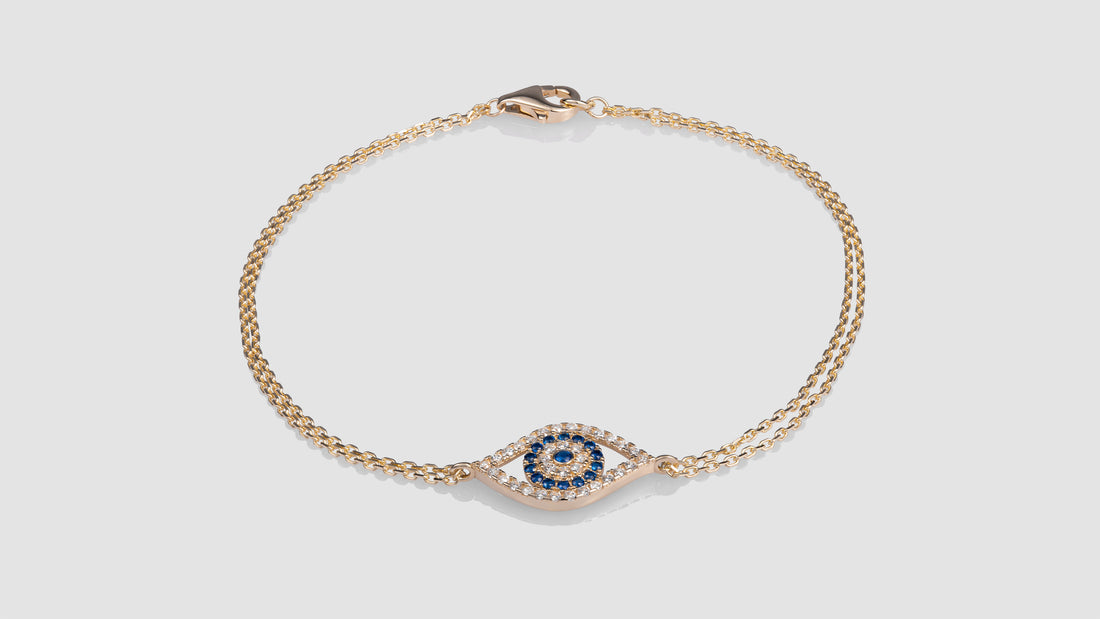 10K Gold CZ Eye Charm Bracelet