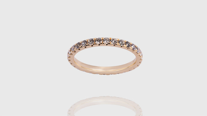 18K Yellow Gold Open Wall Setting Ladies Diamond Band Ring